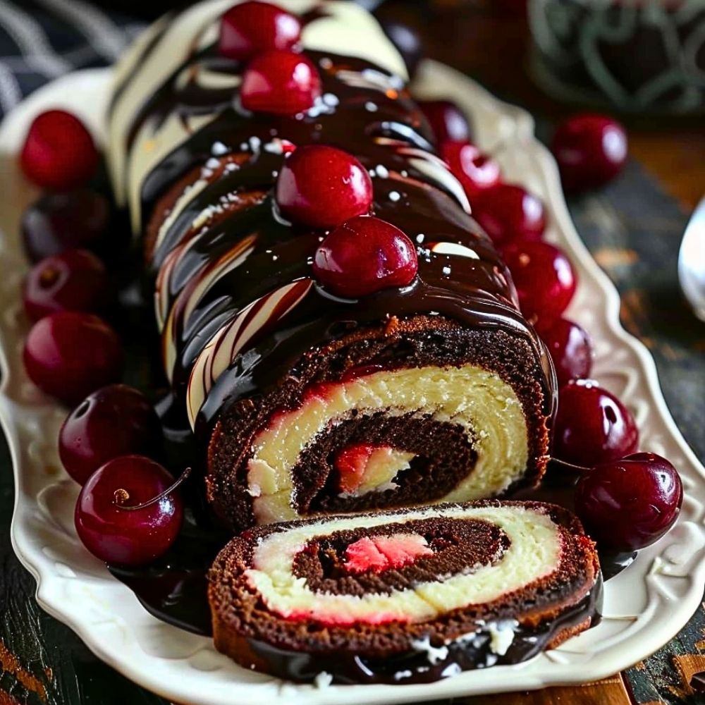 Chocolate Cherry Swirl Roulade Recipe