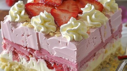 No-Bake Strawberry Jello Lasagna