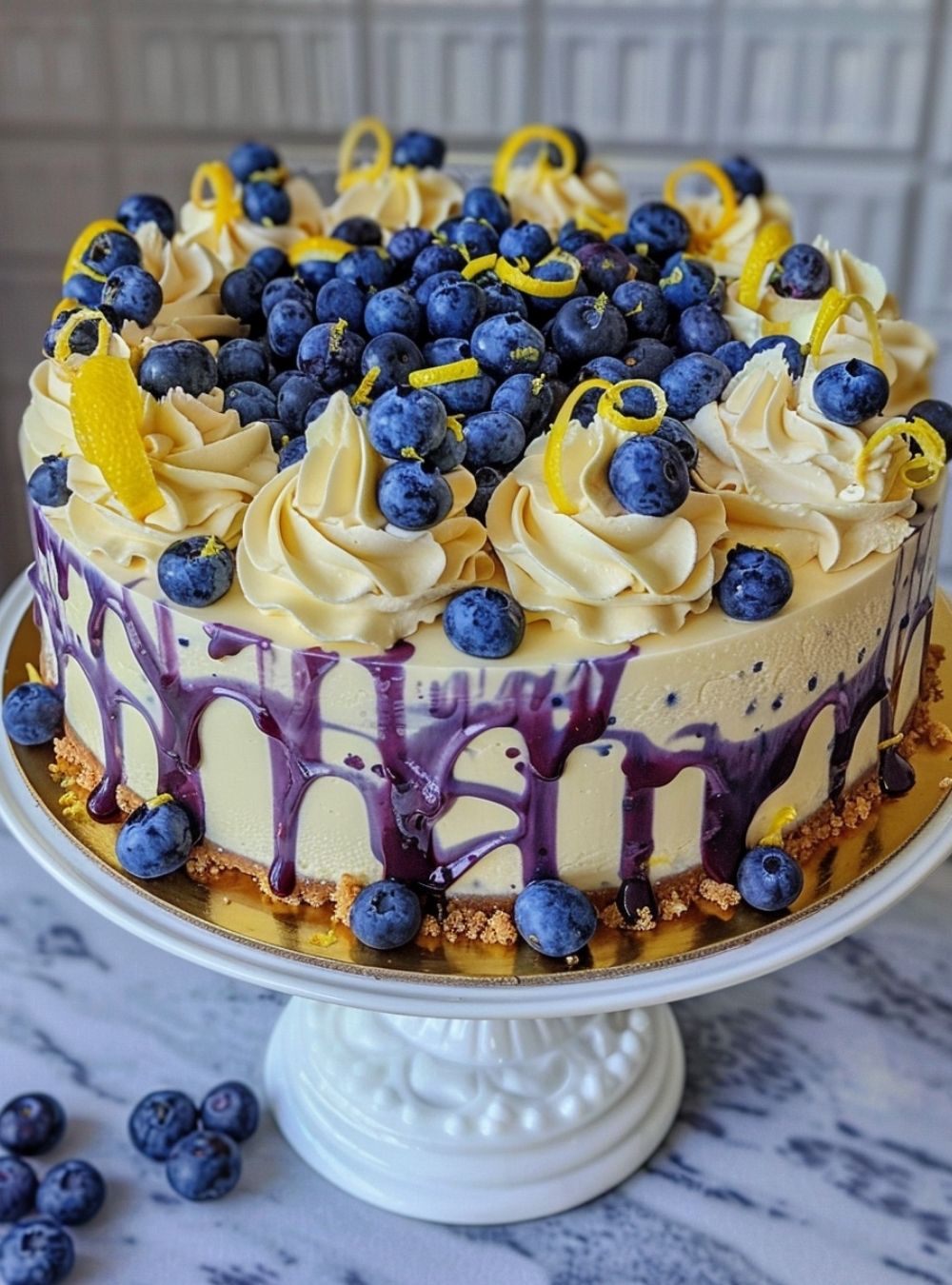 Lemon Blueberry Cheesecake Cake Recipe