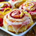 Fluffy Raspberry Lemon Rolls with Sweet Glaze