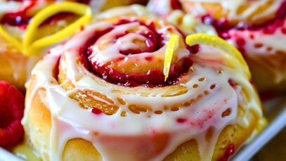 Fluffy Raspberry Lemon Rolls with Sweet Glaze