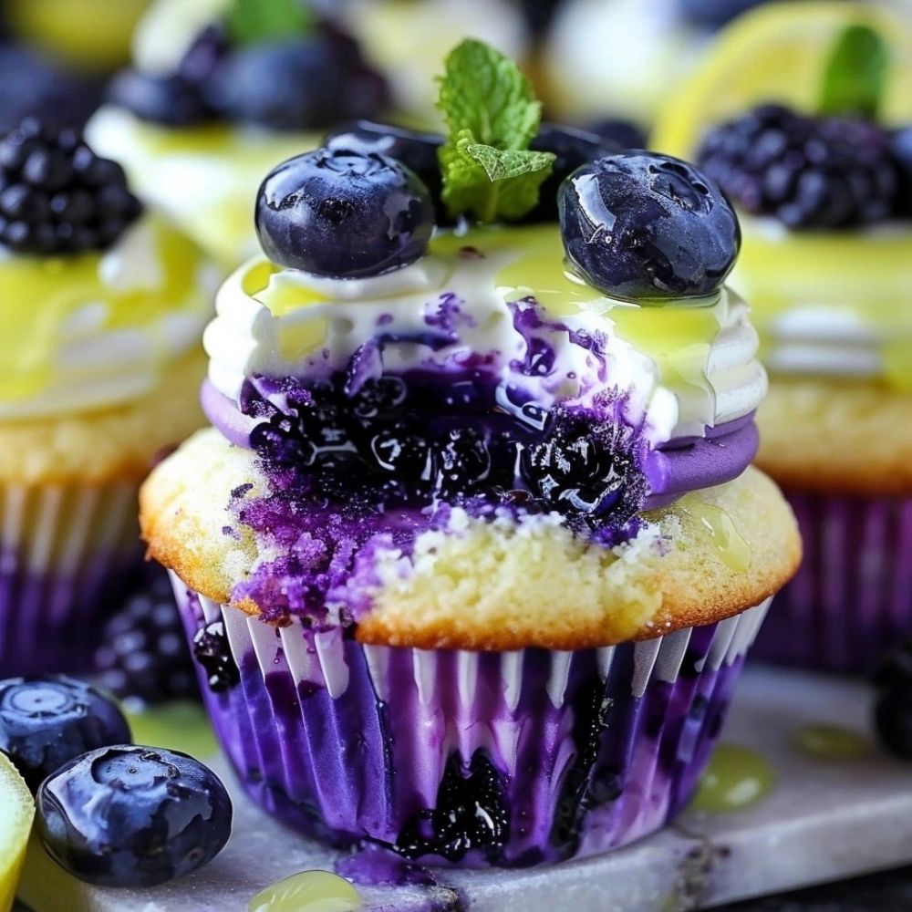 Blueberry Lemon Cheesecake Cupcakes