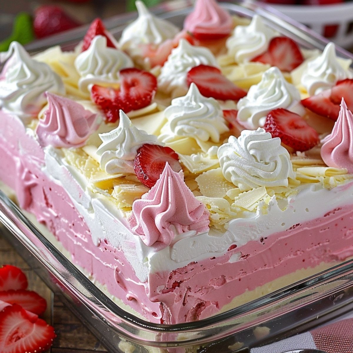 No-Bake Strawberry Jello Lasagna