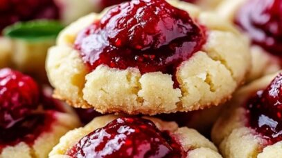 Raspberry Cheesecake Thumbprint Cookies