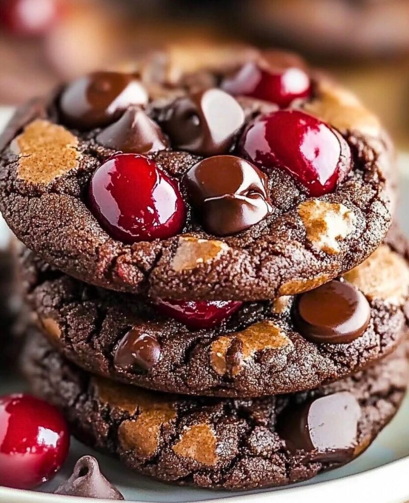 Black Forest Cookies with Cherries and Chocolate