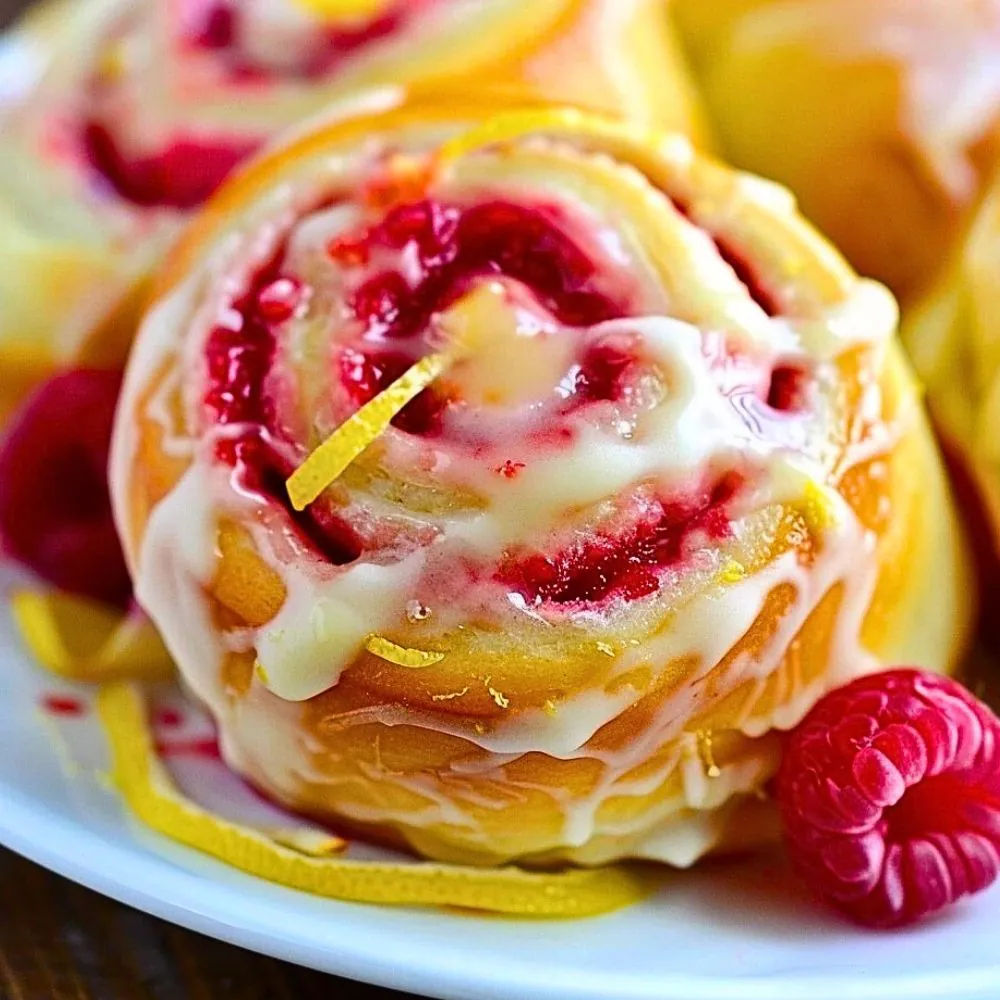 Fluffy Raspberry Lemon Rolls with Sweet Glaze